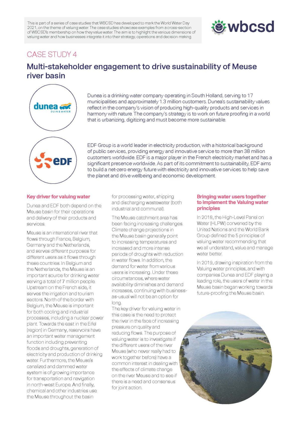 Multi-stakeholder engagement to drive sustainability of Meuse river basin